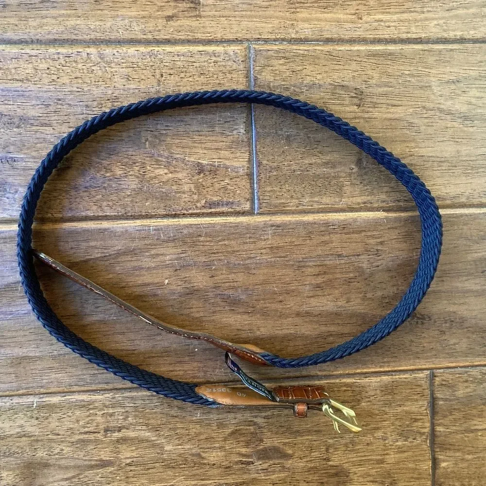 Brighton Elastic Cord with Croc Belt Sz 40 Navy Made in USA